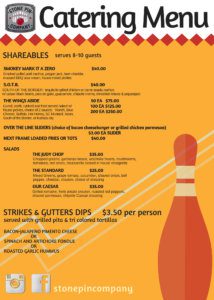 Stone Pin Bowling Catering Menu - Page 1